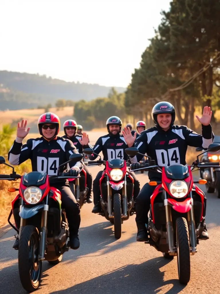 A photograph of a group of FMF 04 members participating in a charity ride, showcasing their commitment to giving back to the community and supporting important causes.
